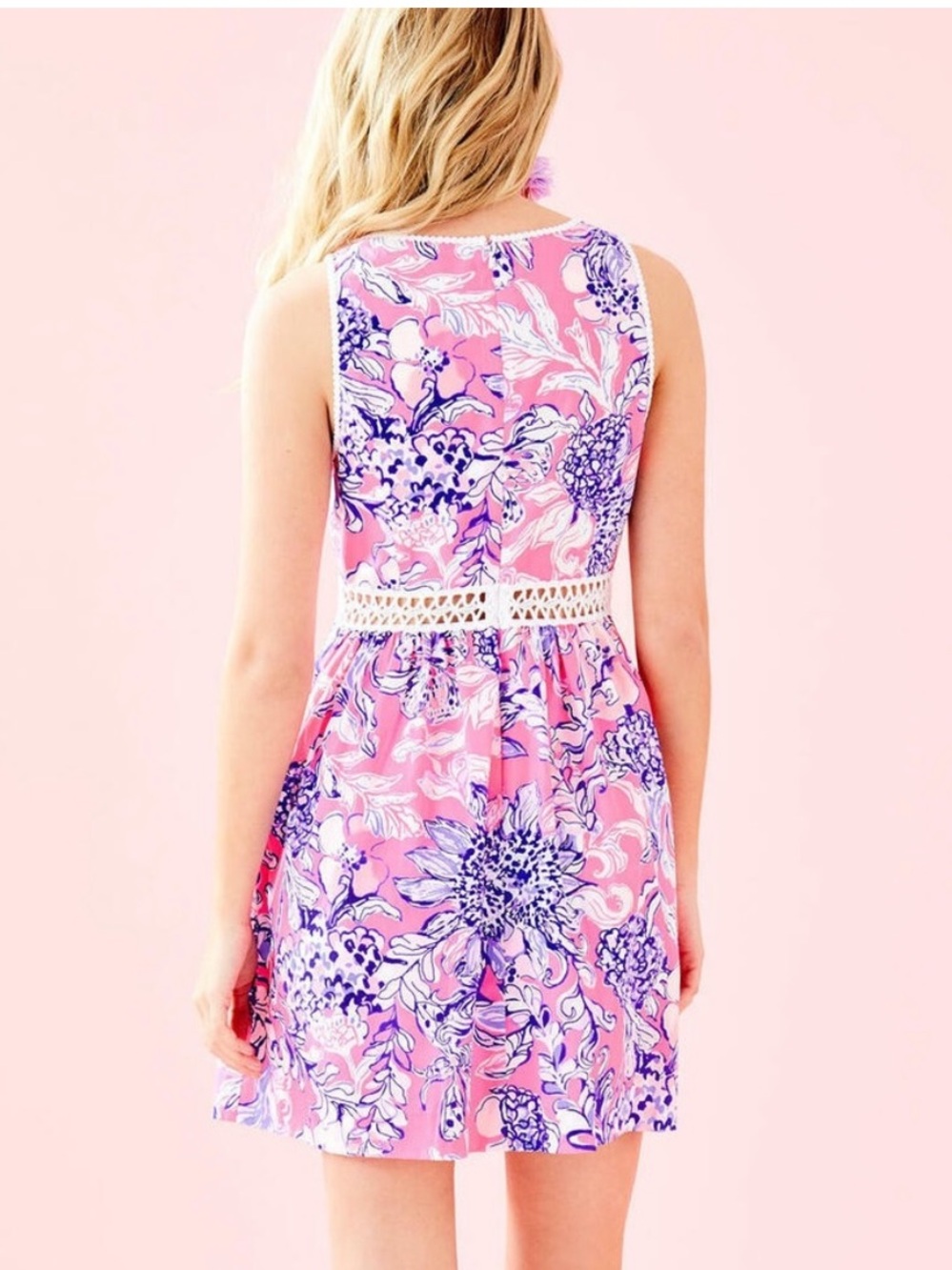 Lilly Pulitzer Alivia Floral Eyelet Dress in Pink Tropics Print 10 /12 - Picture 4 of 13